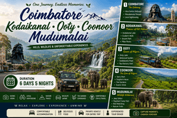 Coimbatore Kodaikanal Ooty Coonoor Mudumalai Tour Package