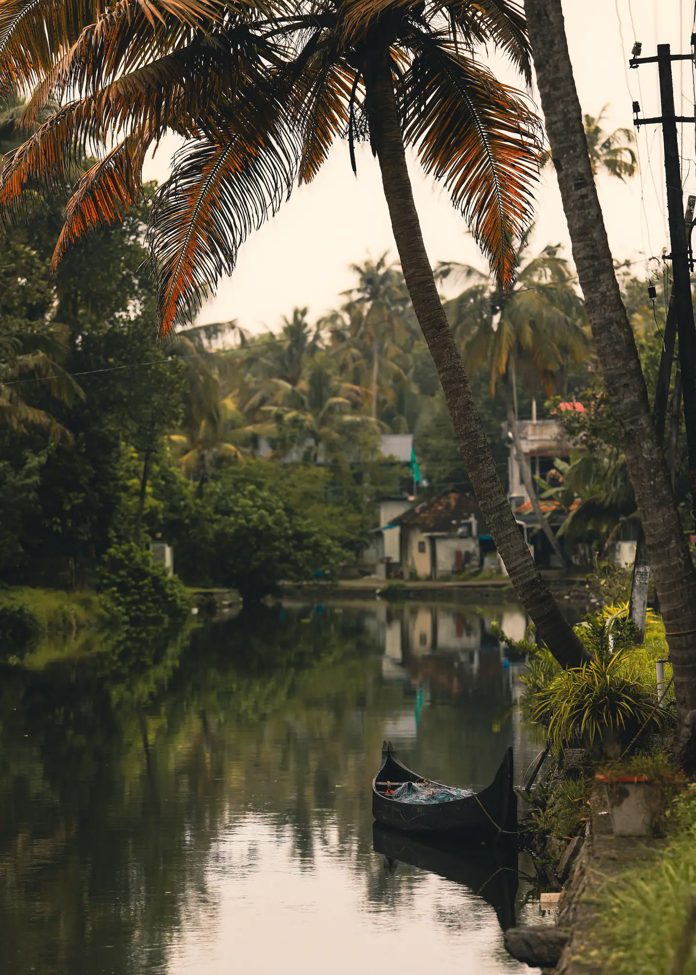Homes along a Kerala backwater canal