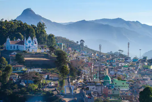 Kodaikanal town with church spire