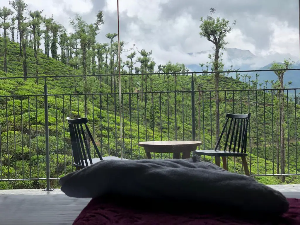 Balcony overlooking tea estates